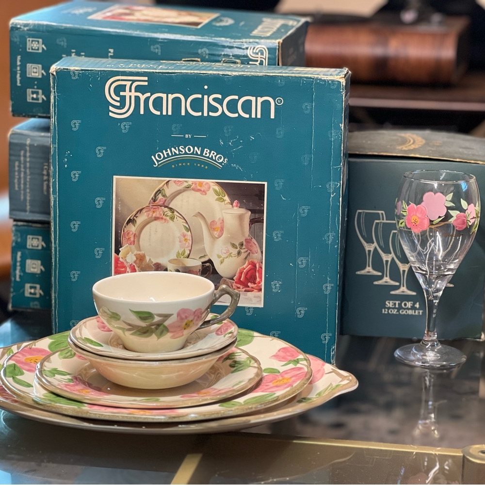 Franciscan Pink and Green Floral Dinnerware Set